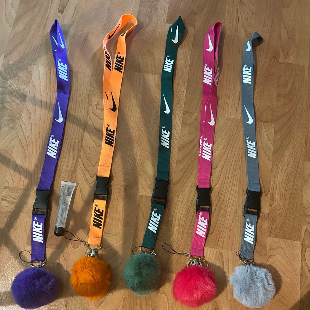 lanyard  POM POM & lipgloss set keychain Nike